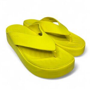 Crocs Getaway Platform Flip Flop Thong Sandals Women's Bright Neon Yellow Pool 9